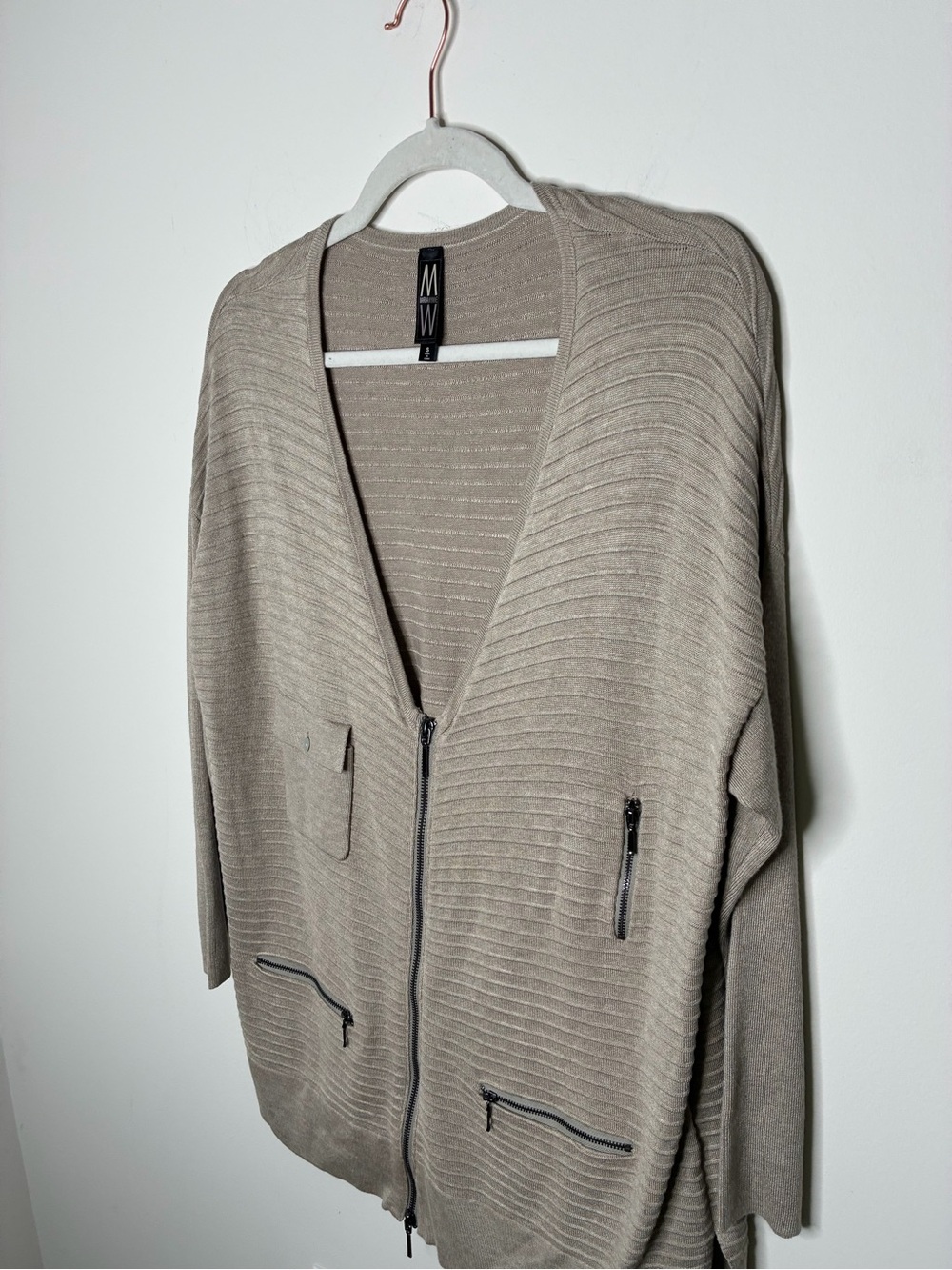 Marla Wynne Vintage Women’s Ribbed Loose Fit Earthy Tone, Lagenlook Cardigan S